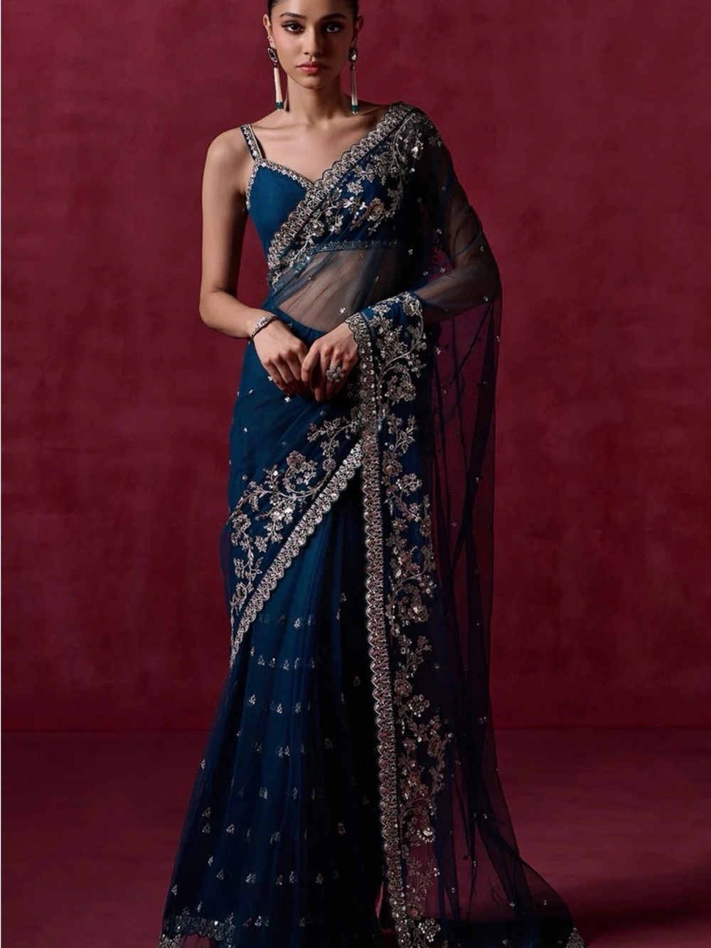 Lashkaraa Teal Saree